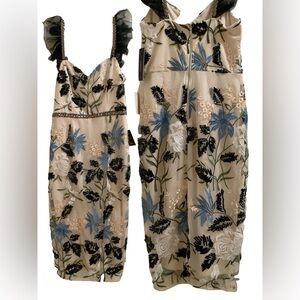 Lulu's Black and Blue Floral Midi Dress S:Small